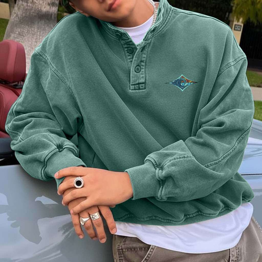 Tie-Dye Mountain Sunset Sweatshirt - Perfect for Casual Outdoors and Festivals