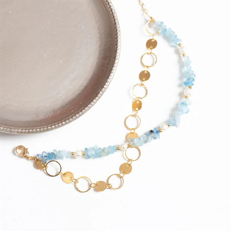 Aquamarine Pearl Healing Stone Bracelet