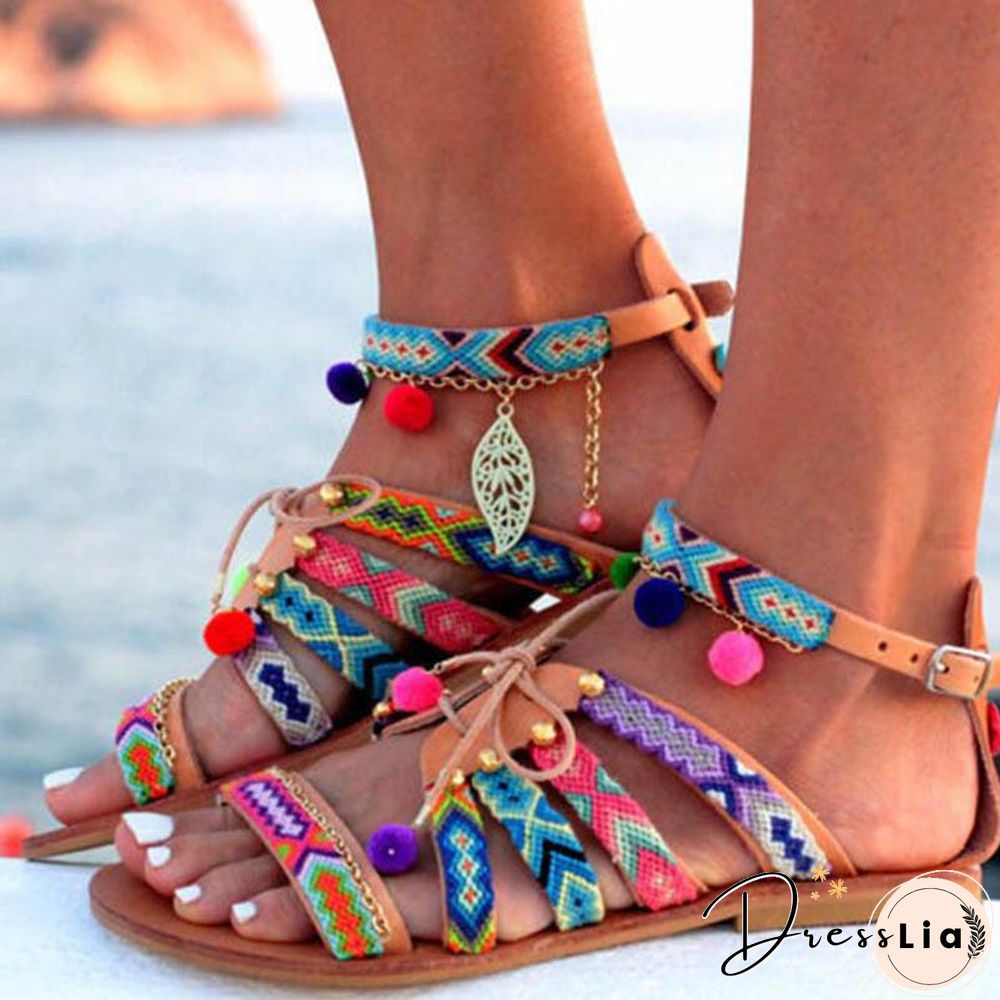 Women'S Sandals Summer Shoes Bohemian Gladiator Leather Sandals Flats Summer Shoes Woman Beach Sandals For Women Sandalia Mujer