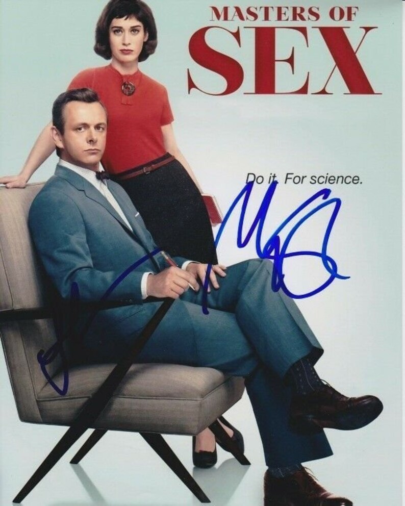 Michael sheen & lizzy caplan signed masters of sex masters johnson Photo Poster painting