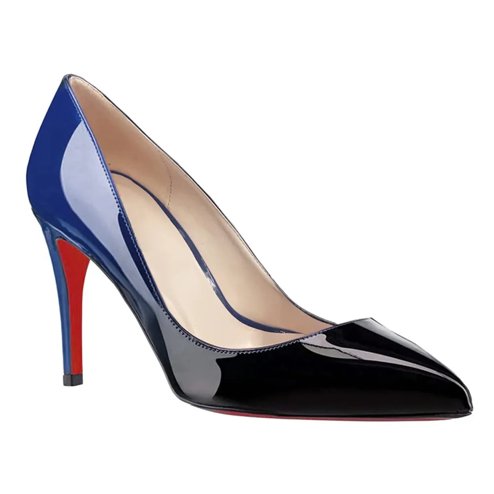 90mm Middle Heels Pointy Toe Red Soles Pumps-vocosishoes