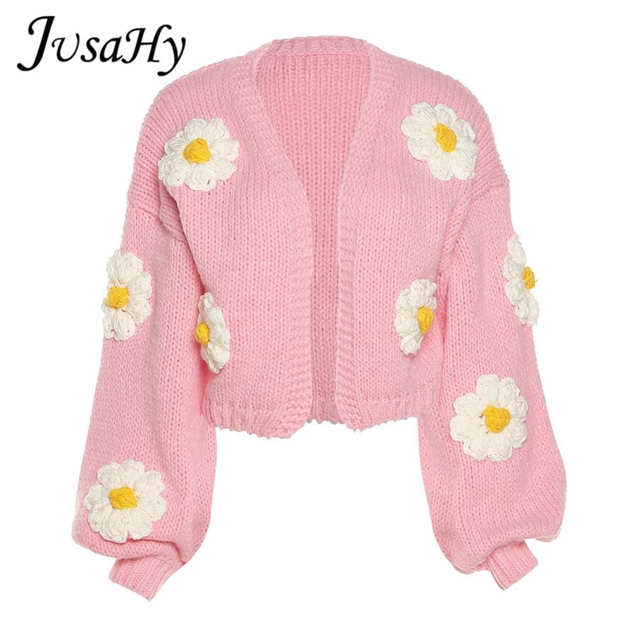 JuSaHy Elegant Strawberry Decoration Christmas Cardigan Sweaters for Women Girls' Single Breasted Loose V-Neck Coat Clothing New