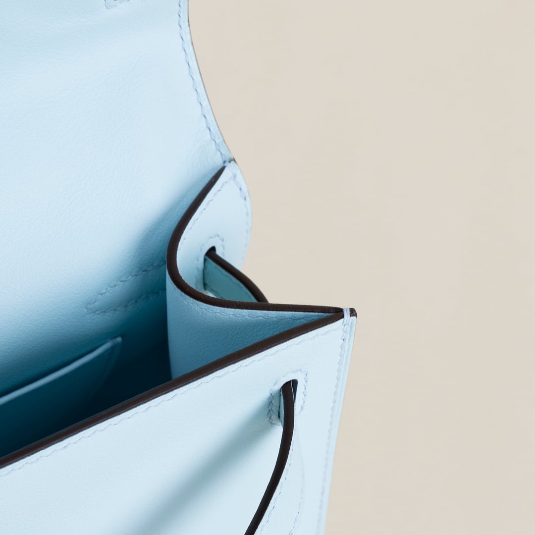 Kelly pochette Swift T0 Bleu Brume&nbsp;PHW