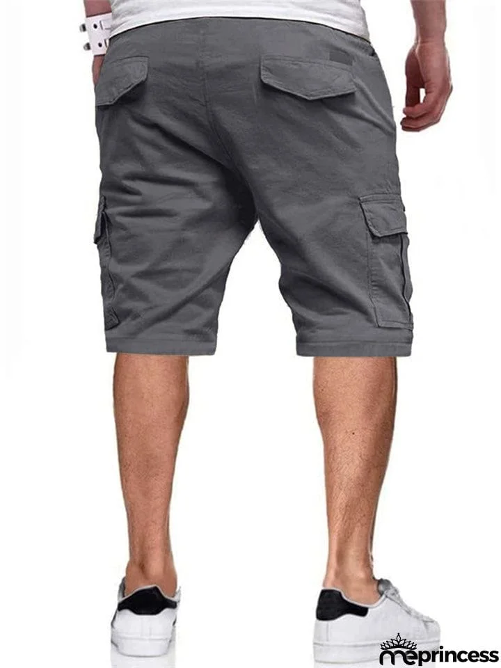 Male Contrast Color Drawstring Casual Summer Shorts