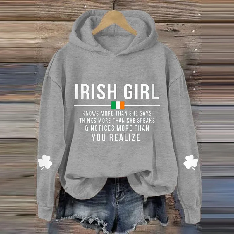 St. Patrick's Day Irish Girl Print Hoodie