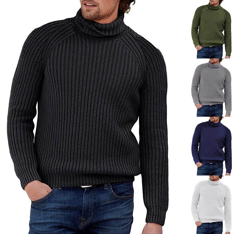Turtle Neck Men's Solid Color Long Sleeve Sweater
