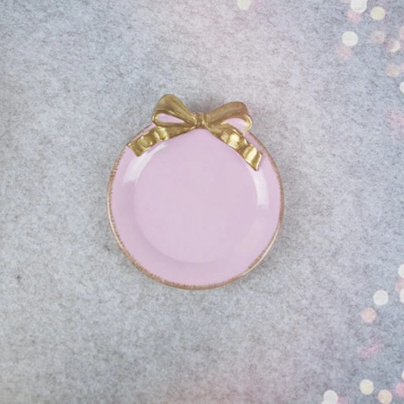 1PCS Resin rectangle Bowknot plates ice cream bowls Decoration Crafts Snack candy storage tray Jewelry dish Snack dish Gifts