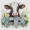 Flowers And Cow - 11CT Stamped Cross Stitch 50*50cm/19.69*19.69in