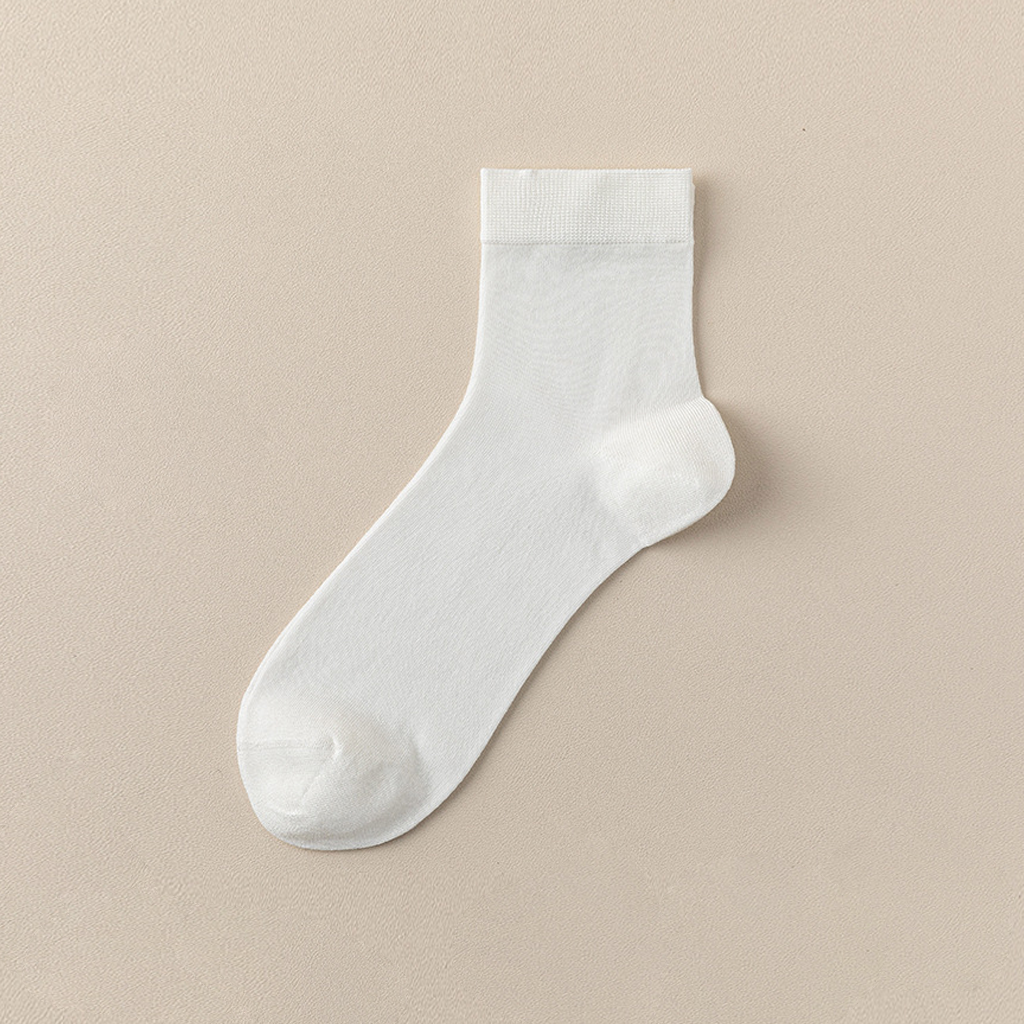 Simple Solid Color Mid-Calf Socks For Business Men REAL SILK LIFE