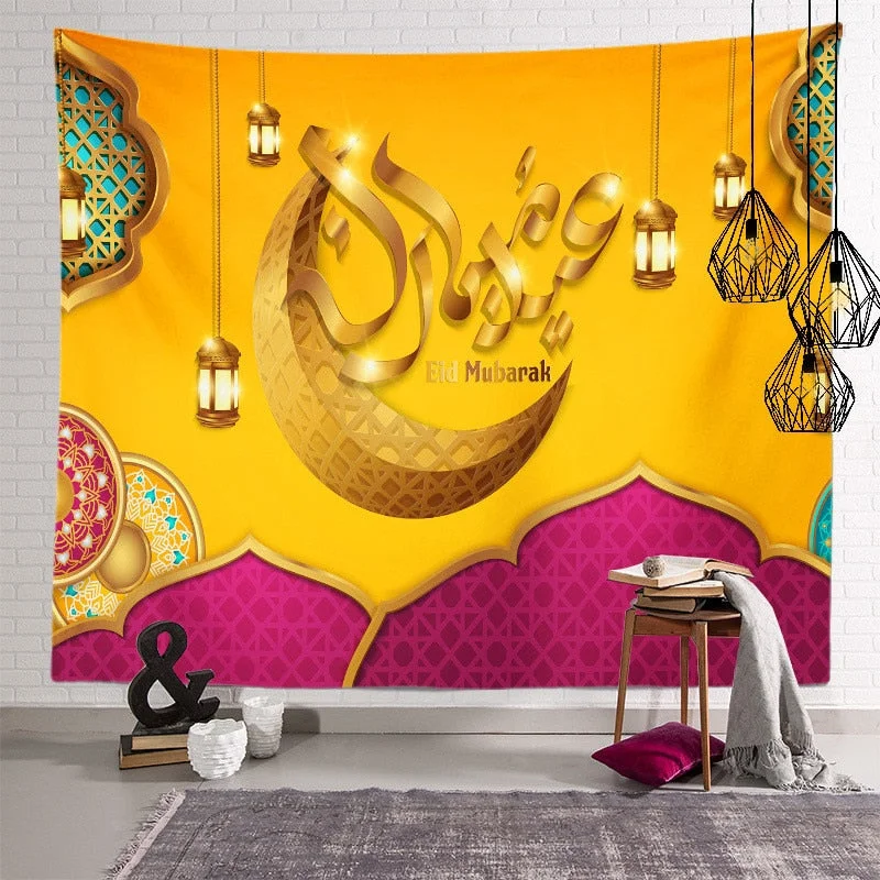 2021 Ramadan Decorations Home Tapestry Moon Star Eid Mubarak Wall Hanging Tapestries Decor Living Room Bedroom Background Decor