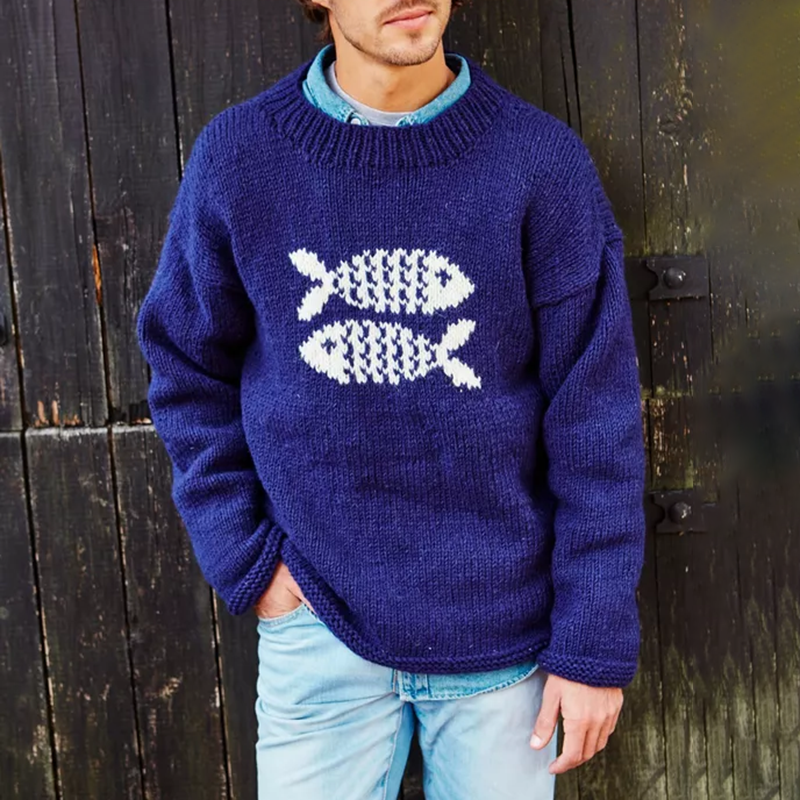 Vintage Padstow Pisces Printed Sweater