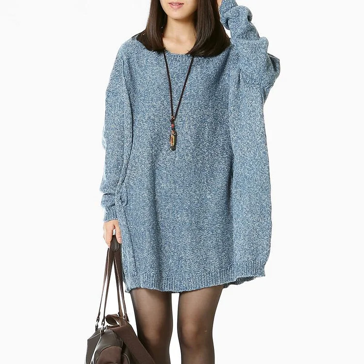 Sky blue women knit sweaters plus size