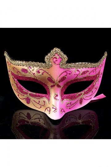 Elegant Glitter Half Face Eyes Mask For Halloween Dancing Party Rose Red-elleschic