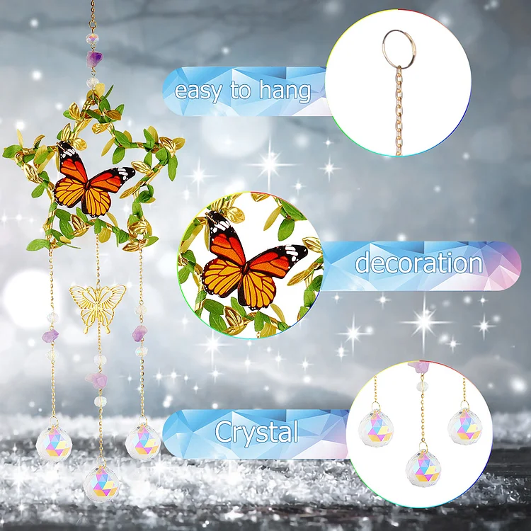  4 Pcs 5D Christmas Diamond Painting Kits DIY Point Drill  Diamond Painting Wind Crystal Wind Chimes Kit Double Sided Snowflake  Ornaments