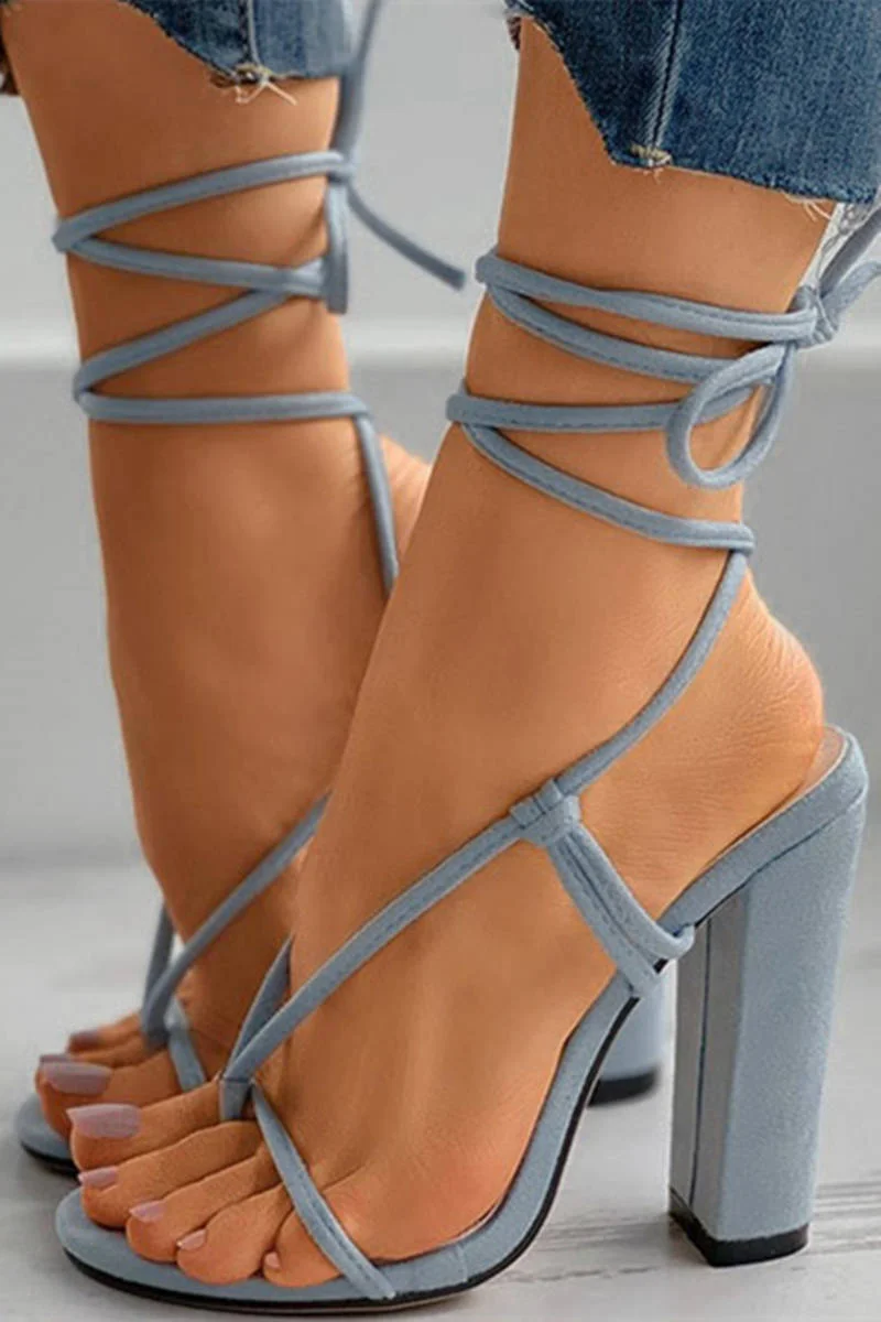 Light Blue Fashion Casual Bandage Patchwork Round Out Door Shoes | EGEMISS