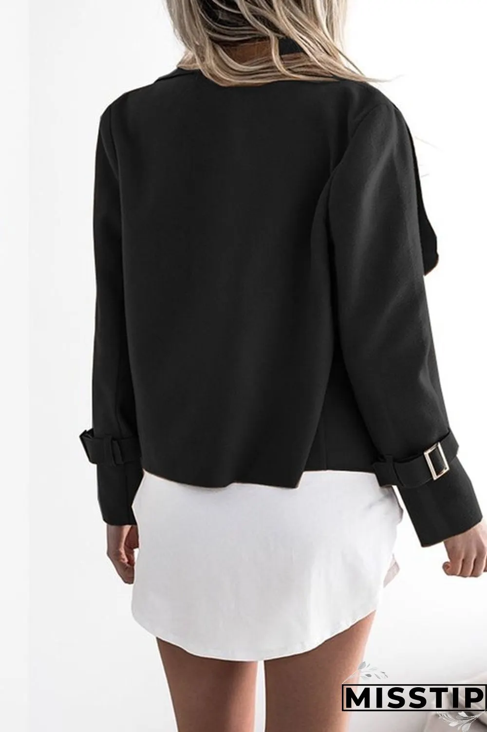 Black Fashion Casual Lapel Coat Top