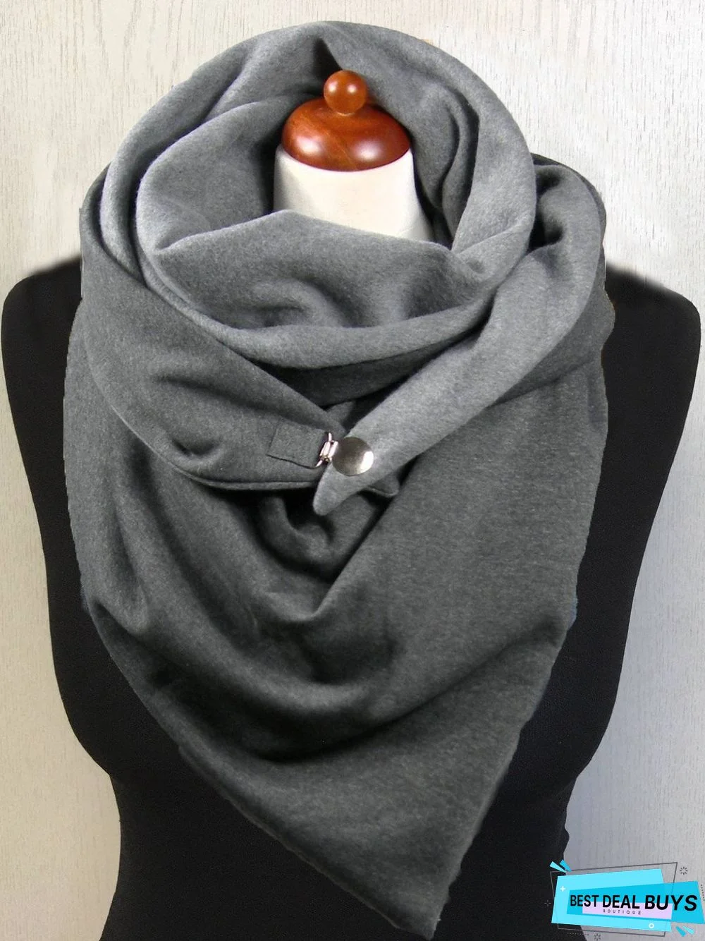 Grey Casual Solid Cotton Scarves