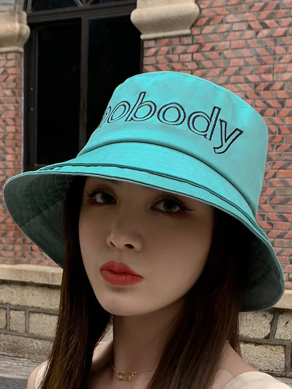 Embroidered Letter Print Beach Vacation Fisherman Hat