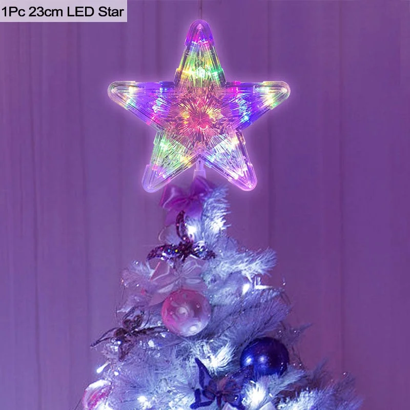 Christmas Tree Top Star LED Light Lamp Christmas Decorations For Home Xmas Tree Ornaments Navidad New Year 2022 Natal Noel