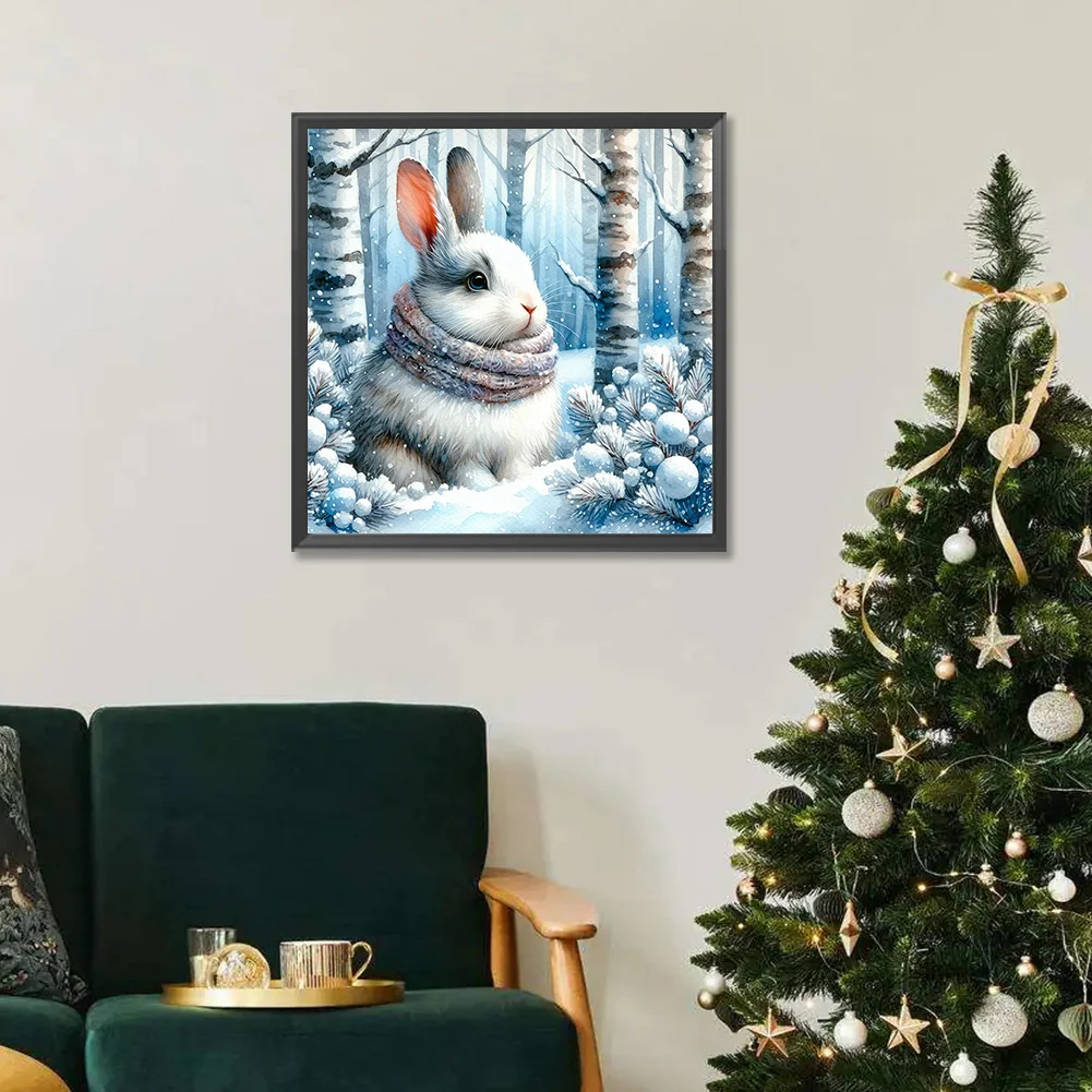 Diamond Painting - Full Round Drill - Winter Rabbit(Canvas|30*30cm)