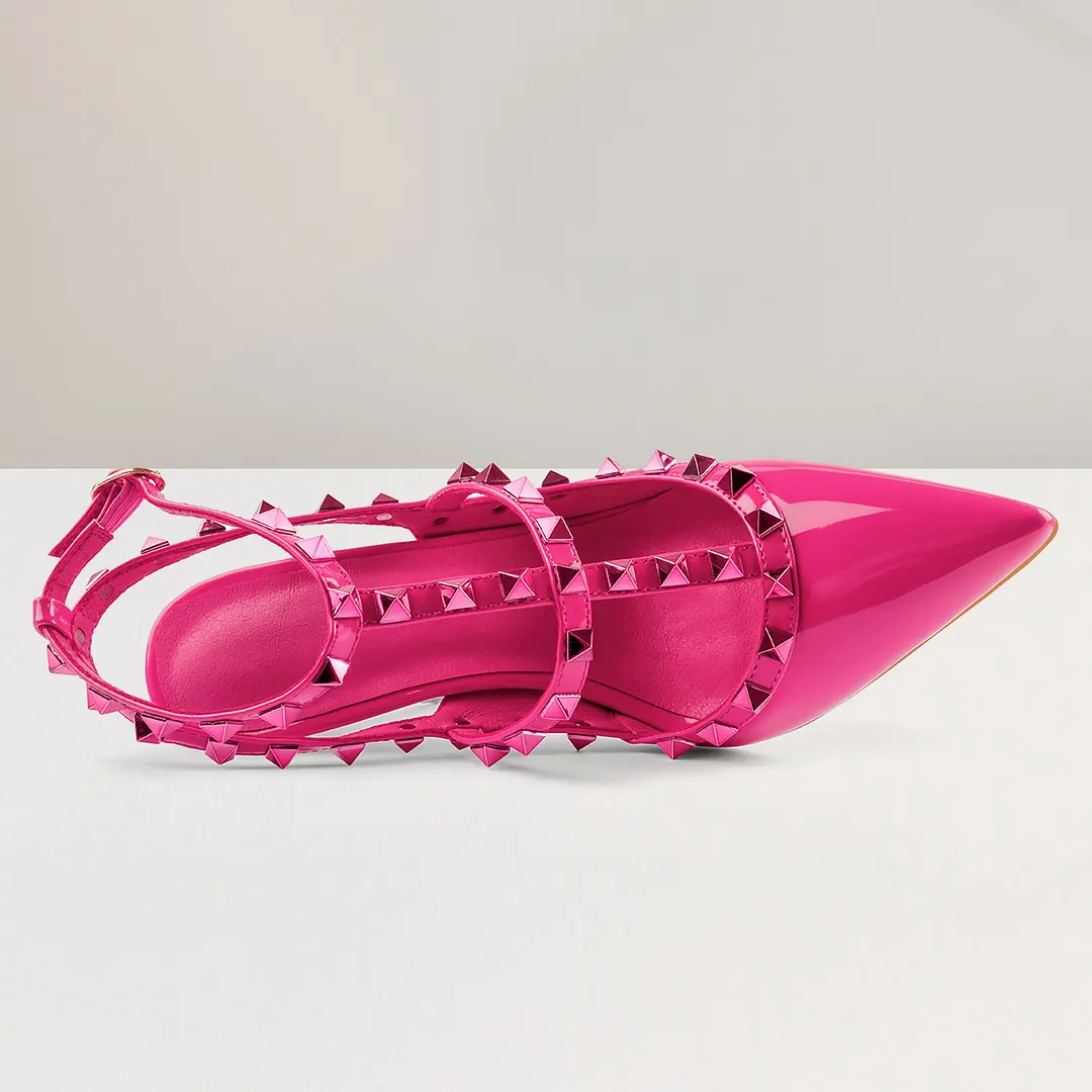 10CM/4 inch Women's Studs Sandals High Heel Pointed Toe Pumps Sexy Stilettos Party Shoes