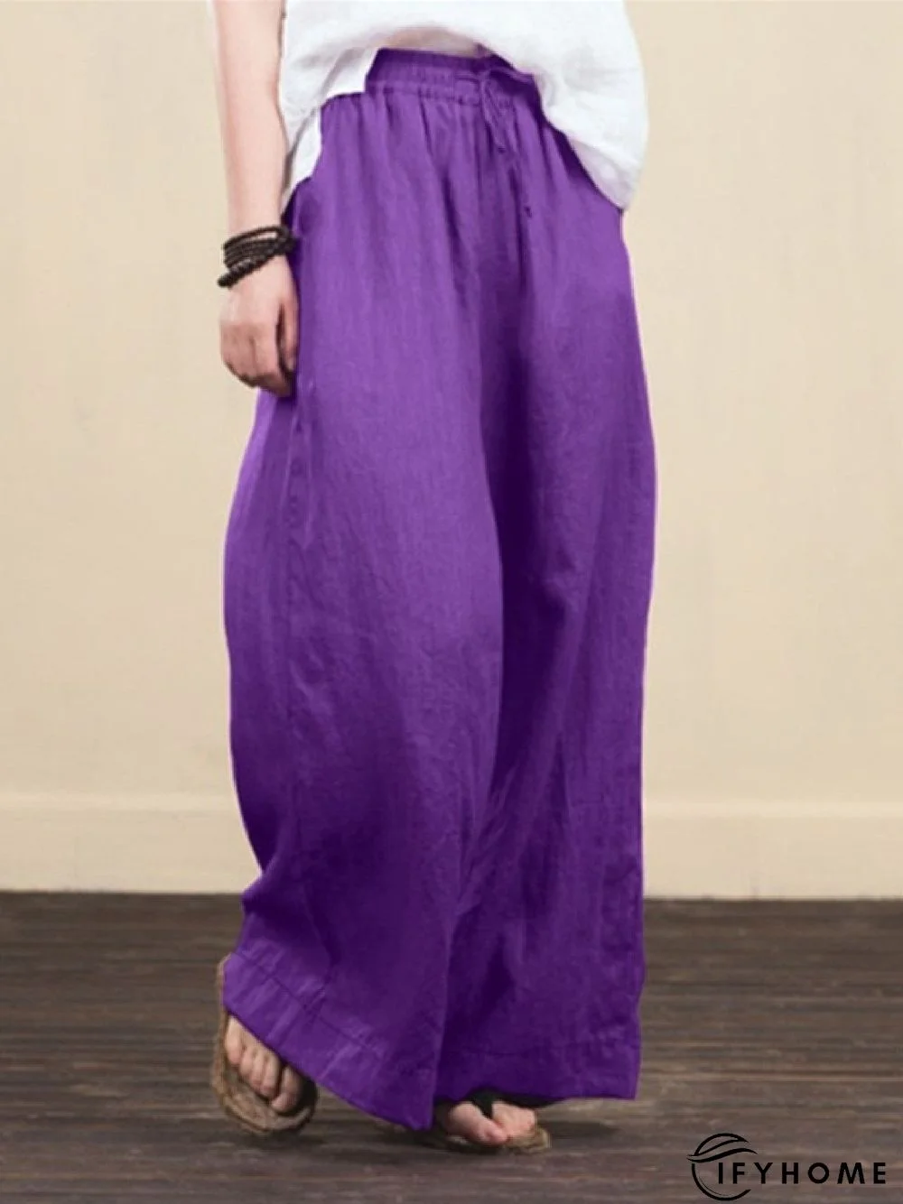 Plain Loose Cotton-Blend Linen & Cotton Bottoms | IFYHOME