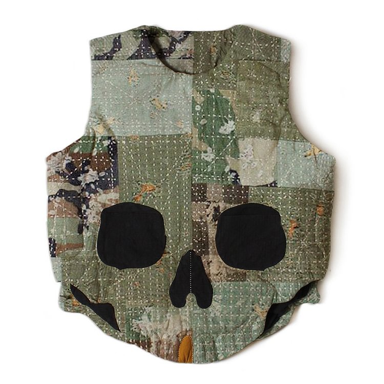 Sleeveless Pressed Handmade Skull Vintage Vest