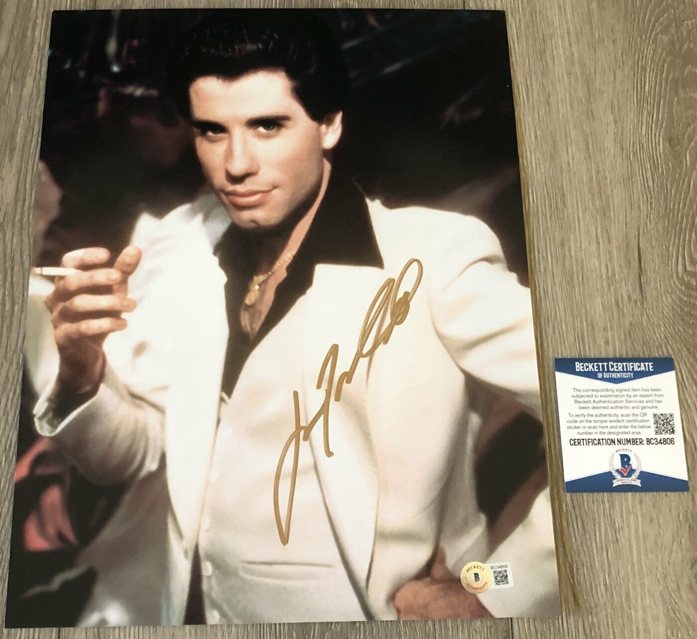 JOHN TRAVOLTA SATURDAY NIGHT FEVER SIGNED 11x14 Photo Poster painting w/PROOF & BECKETT BAS COA