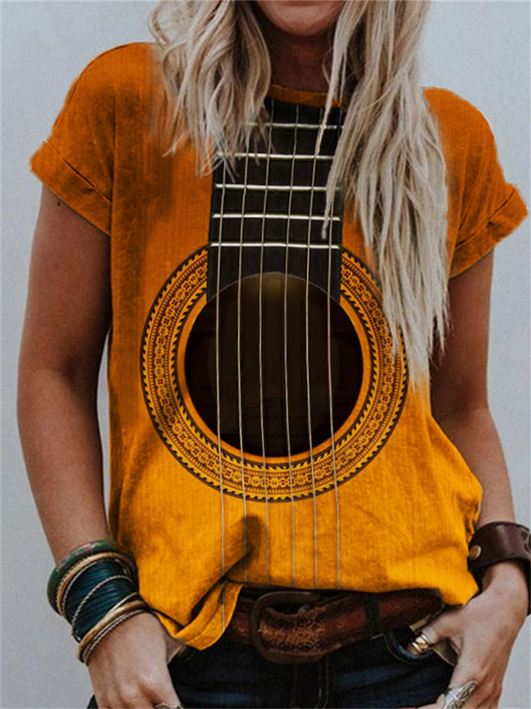 Music Lover Guitar Inspired Crew Neck T Shirt wearshes