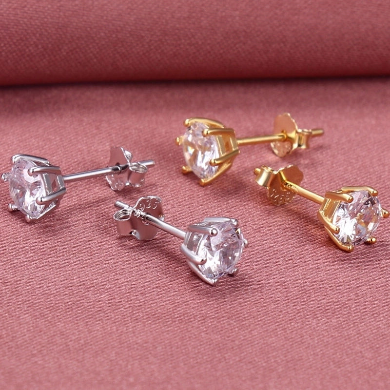 1 Pair 925 Sterling Silver Gem Geometric Earrings