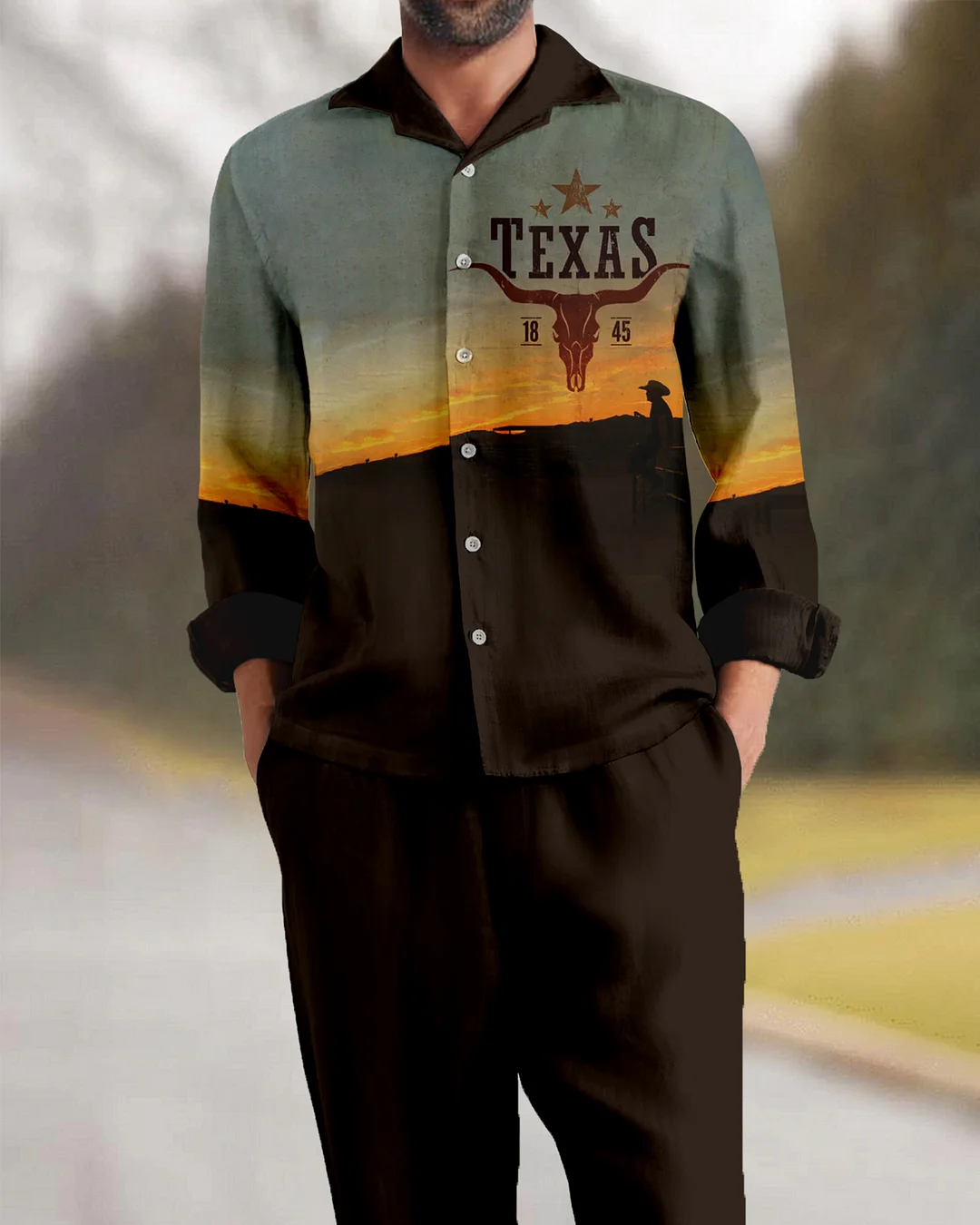 Suitmens Men's Southwestern Style Long Sleeve Walking Suits-0032