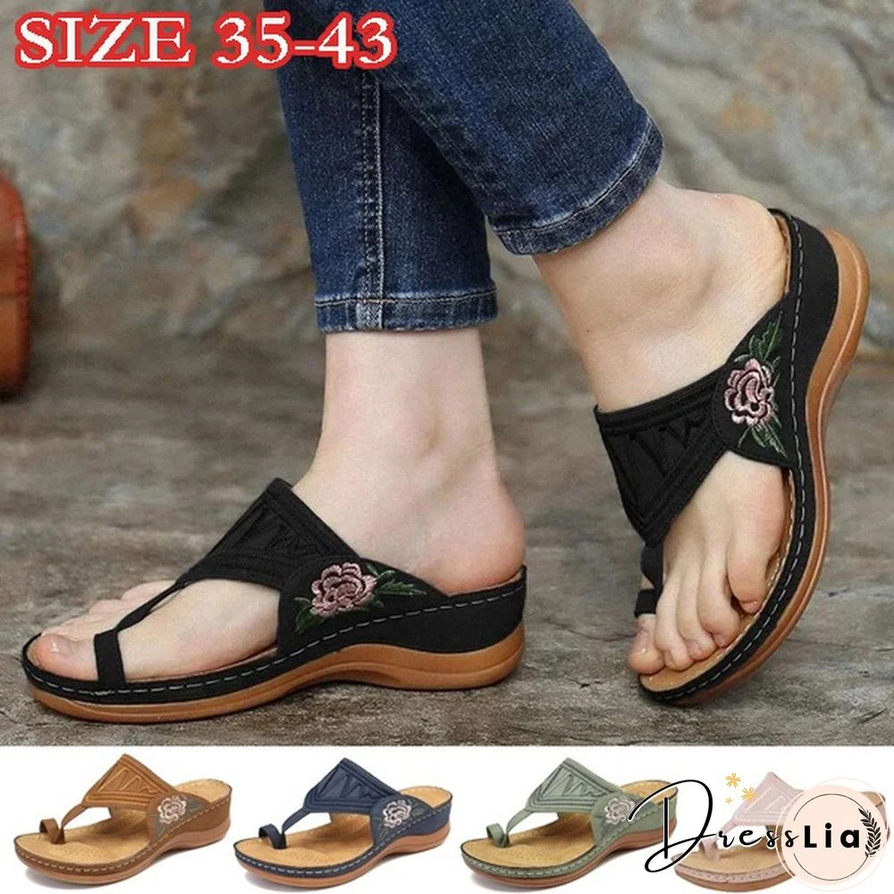 Women's Shoes Sandals Summer Beach Flip Flops Casual Slippers Fashion Wedge Heels Size 35-43