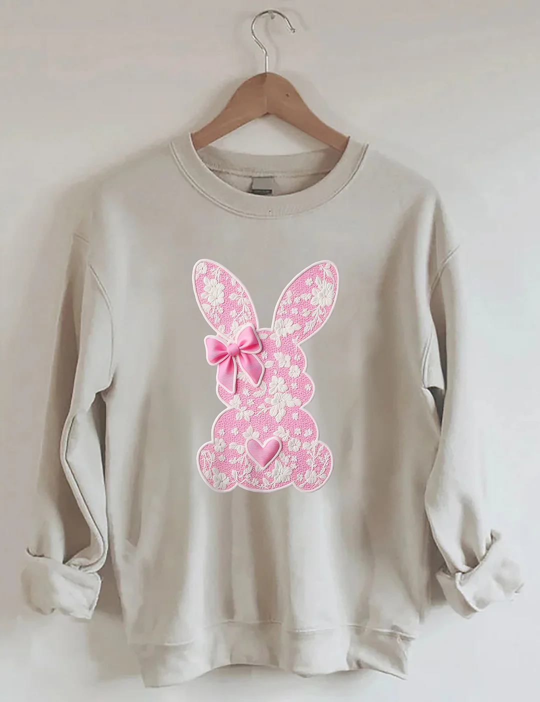 White Lace Bunny Coquette Bow Sweatshirt