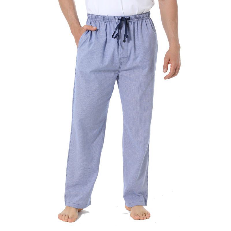 JupiterSecret Mens Pajama Pants 100% Cotton Plaid Sleep & Lounge Pants, PJ Bottoms with Pockets and Button Fly LightBlue