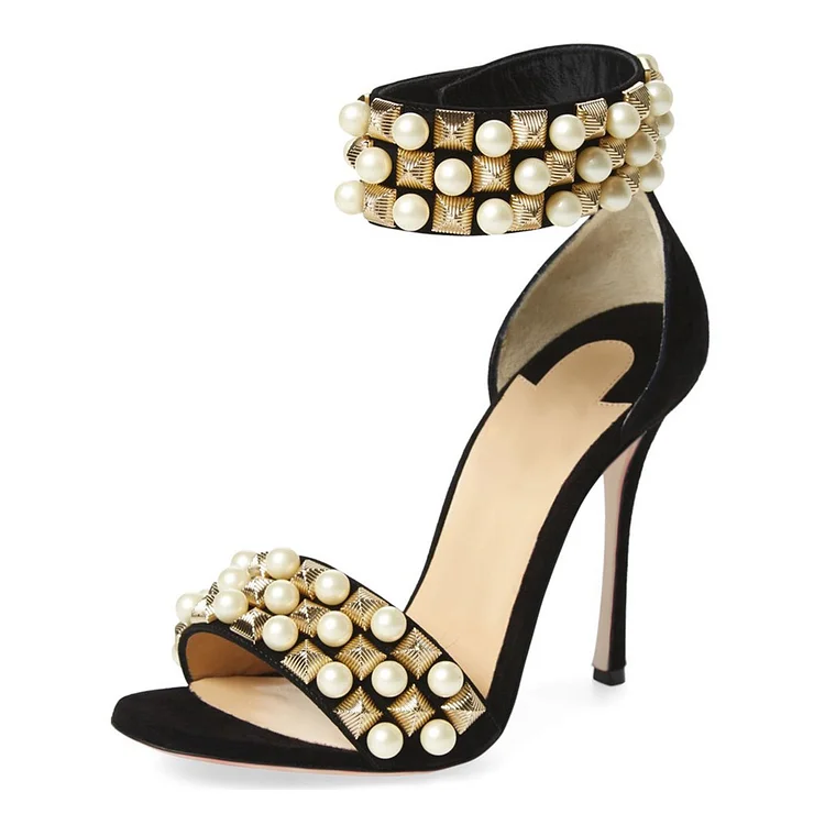Golden Pearl Bridesmaid Ankle Strap Sandals Vdcoo