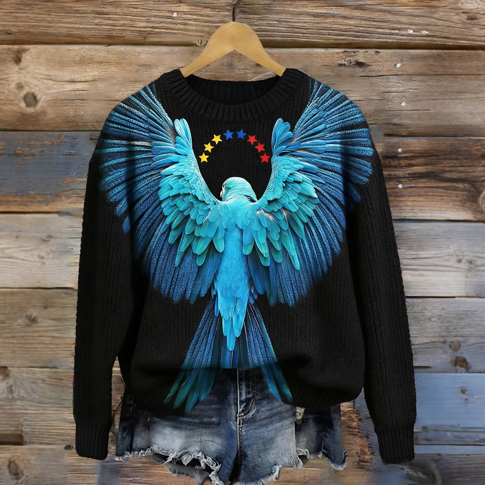 Vintage Flying Parrot Inspired Cozy Knit Sweater wearshes