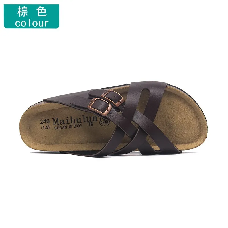 2021 New Internet Celebrity Fashion Soft Cork Slides Women Summer Beach Slides Sands Flip Flops Cross Buckle Strap Home plus 45