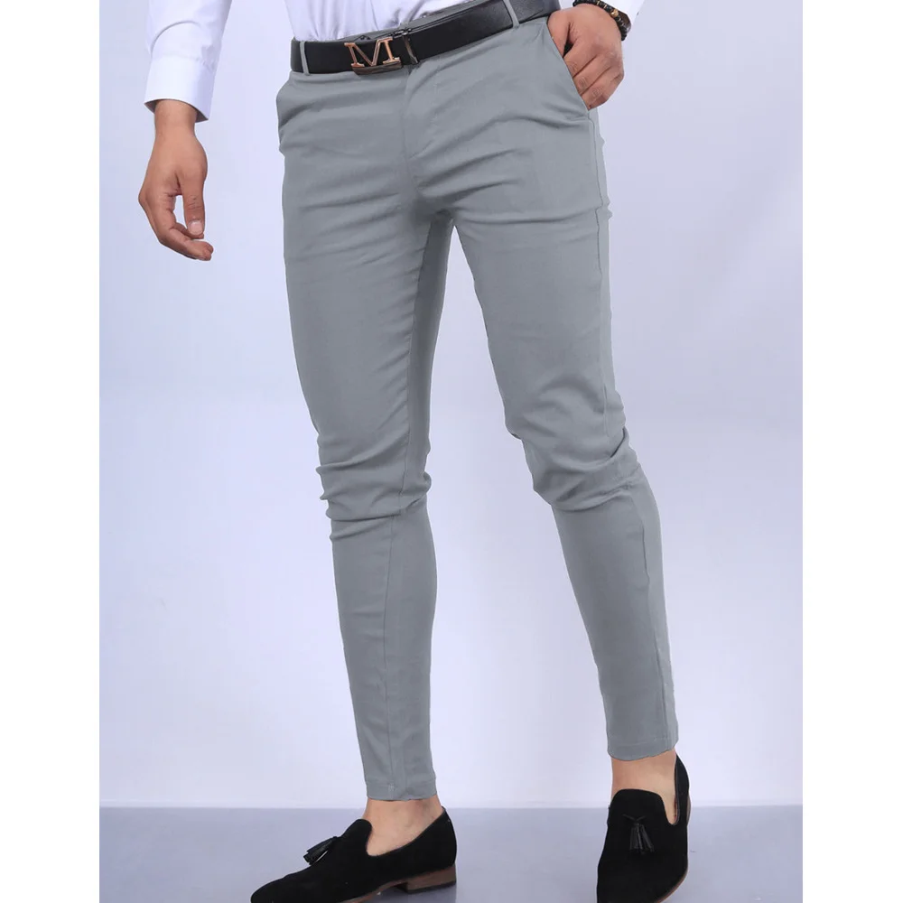 Men's New Solid Color Slim Fit Stretch Business Pant Chino Pant for Man