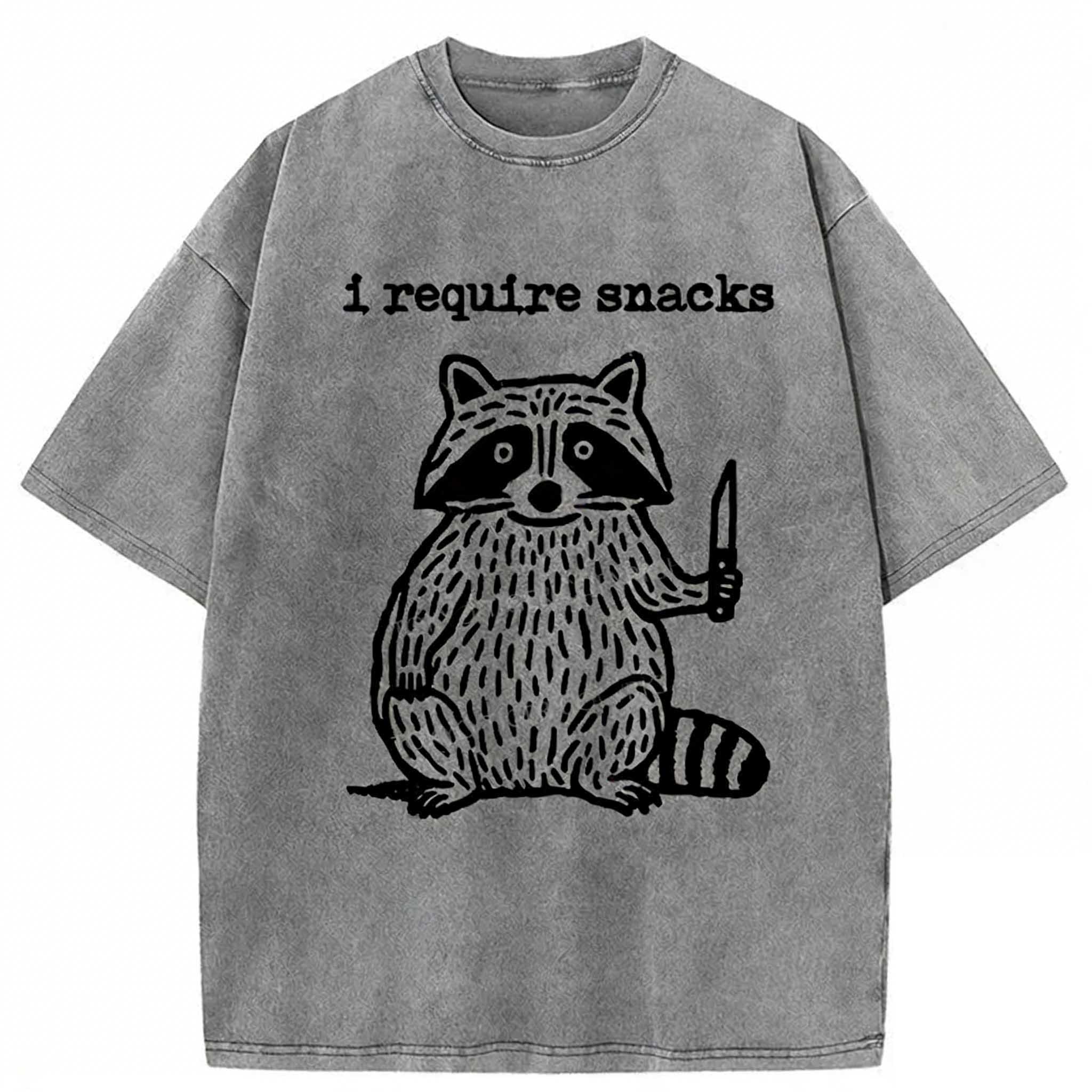Silly Raccoon Needs Snacks Washed T-shirt elevenforest