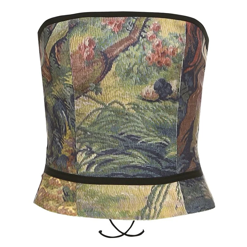 Yiallen Summer Women Sexy Off-Shoulder Tube Tops 2021New Strapless Backless Printing Tank Vests Tops Sexy Women Party Club Wear