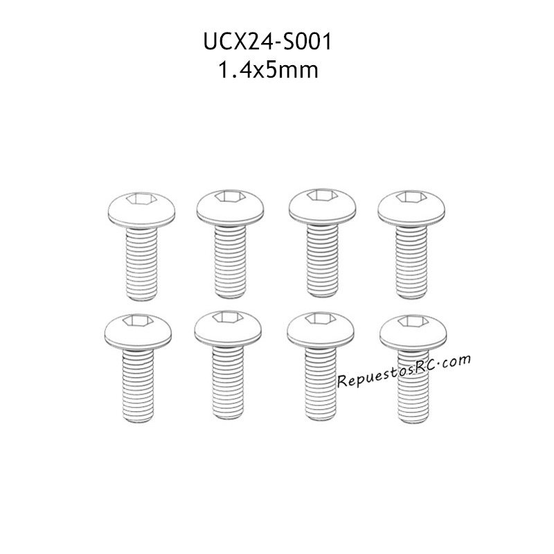 UDIRC UCX1801 Pro Partes 1.4x5mm Tornillo Hexagonal de Cabeza Cil&iacute;ndrica para M&aacute;quinas UCX24-S001