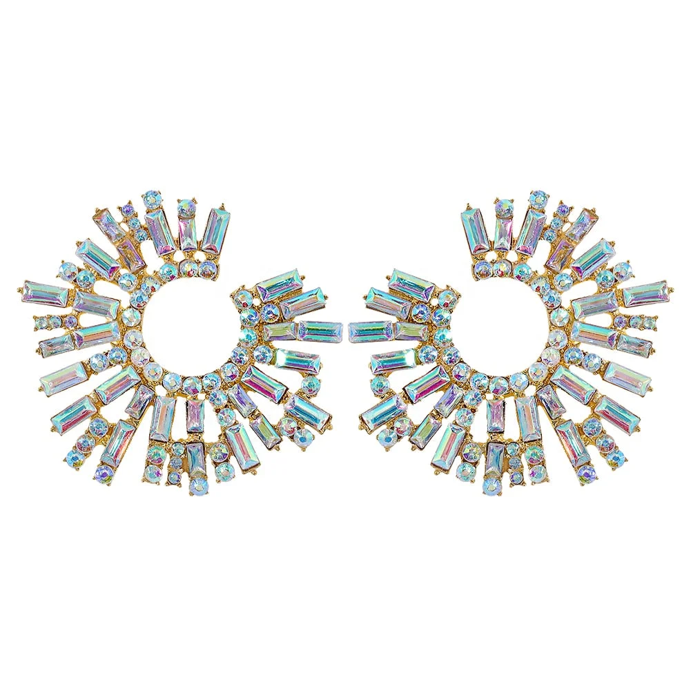 Dvacaman New Arrival Long Colorful Rhinestone Irregular Drop Earrings High Quality Trendy Crystal Pendant Jewelry Gift For Women