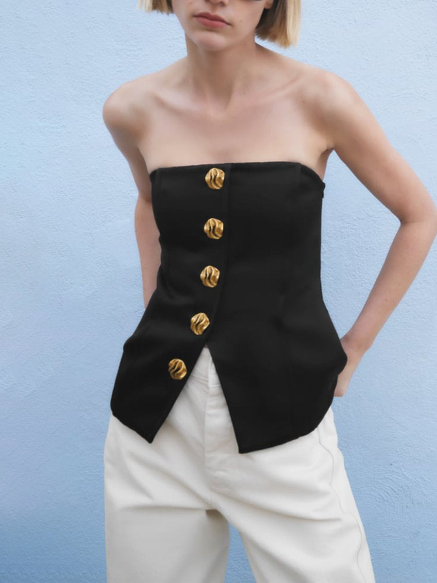 Single-Breasted Slim Fit Tube Top