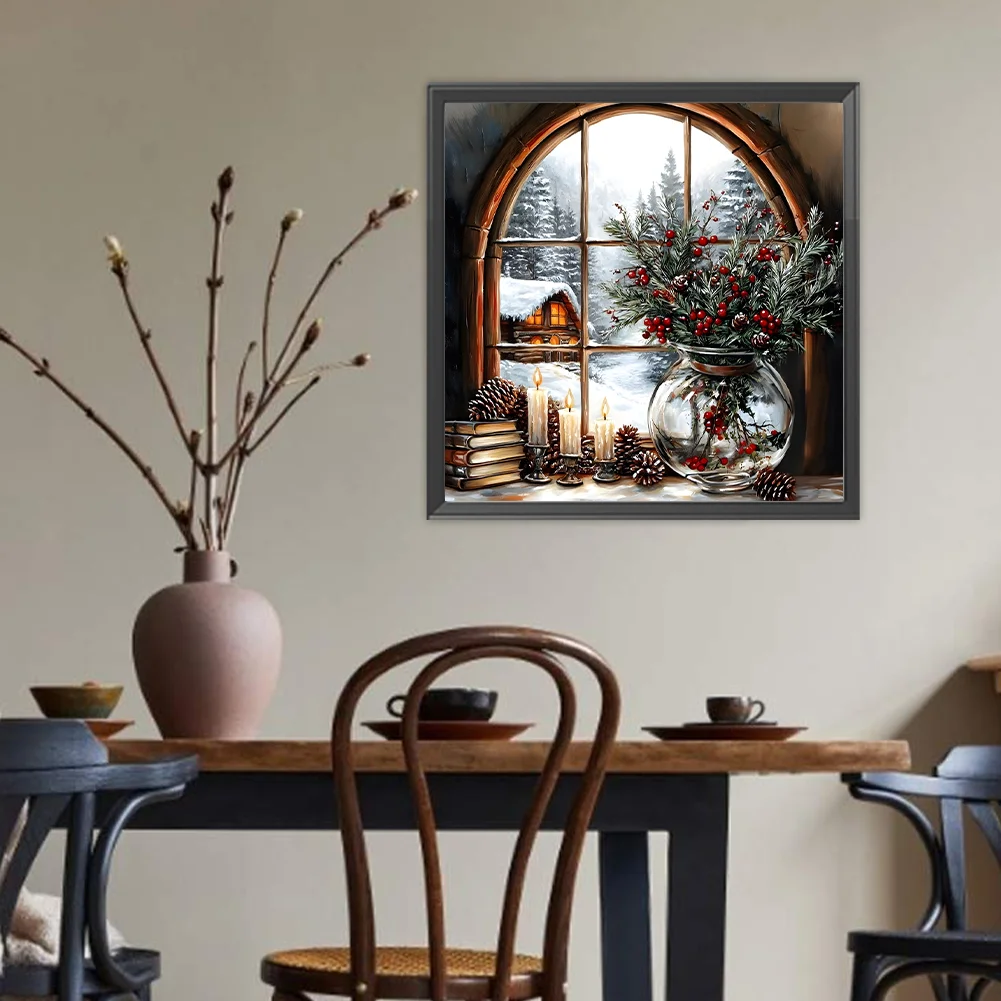 Diamond Painting - Full Round Drill - Xmas Snow View(Canvas|40*40cm)