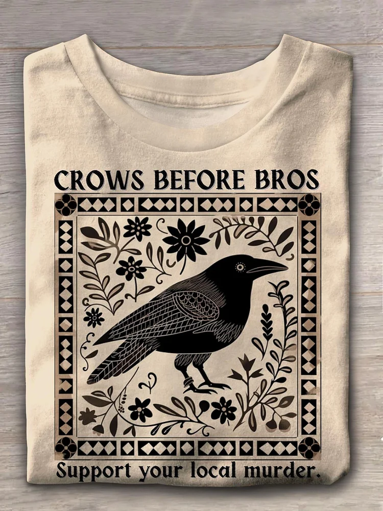 Teecade Teecade Crows Before Bros Crew Neck T-shirt