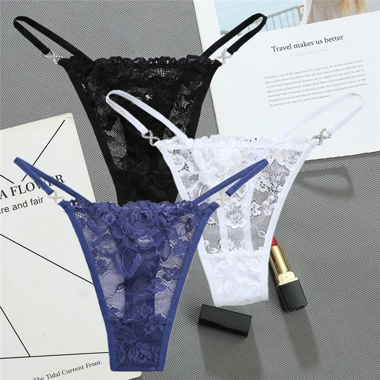 Billionm Women Lace Panties Thongs low Waist Mesh G-String T-Back Briefs Underwear Transparent Ladies Panties Sexy Lingerie