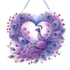 (US Only)Love Wreath Peacock Theme 2D Flat DIY Diamond Art Pendant Wall Door Decoration