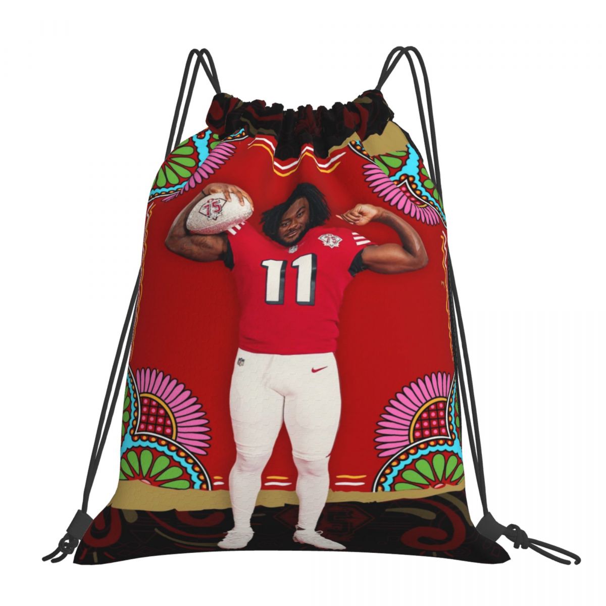 San Francisco 49ers Latino History Month Brandon Aiyuk Drawstring Bags for School Gym