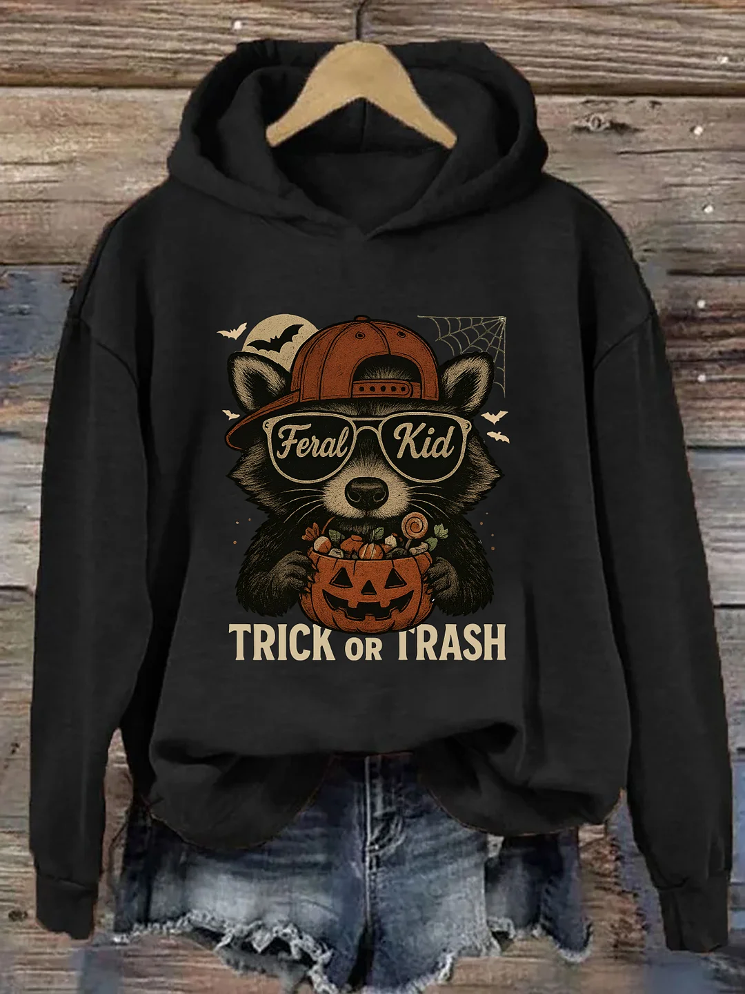 Feral Raccoon Kid Halloween Hoodie