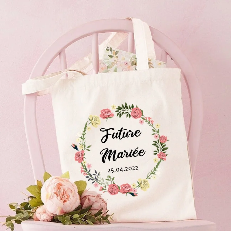 Future Marie Personalized Custom Date Bags Bachelorette Party Shoulder Bag Wedding Maid of Honor Handbag Bridesmaid Bride Gifts